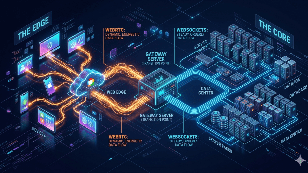 Read more about the article WebRTC at the Edge, WebSockets in the Core: Designing Scalable Enterprise Voice AI Systems